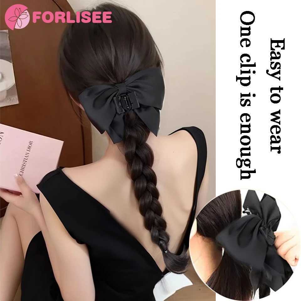 FORLISEE synthetic bow ponytail wig womens claw clip high ponytail curly hair natural new Chinese braided ponytail W240817