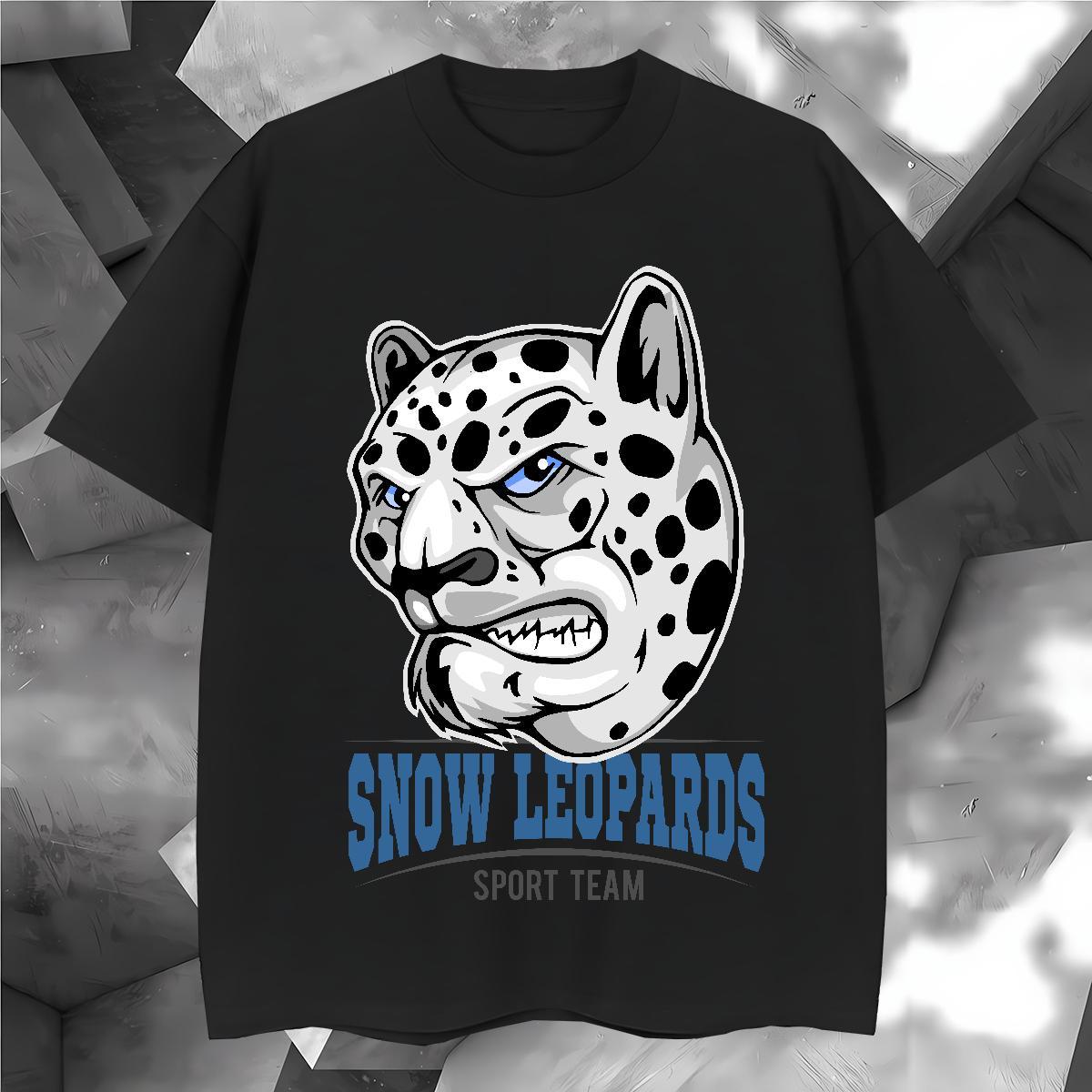 Unisex Men T Shirts leopard Round Neck Short Sleeve Casual Beach Anime Print 230g Pure Cotton Tshirt for Man Woman Customized Wear