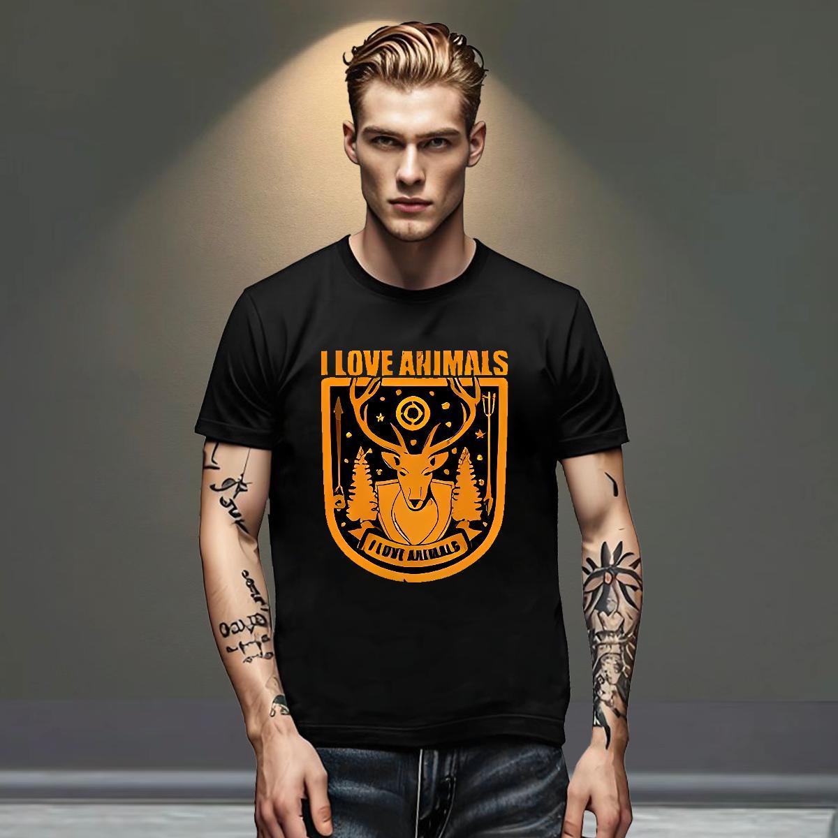 Fashion Design Men Tshirts Deer Street 230g Pure Cotton Tops Breathable Short Sleeve Loose T shirt Customized Print
