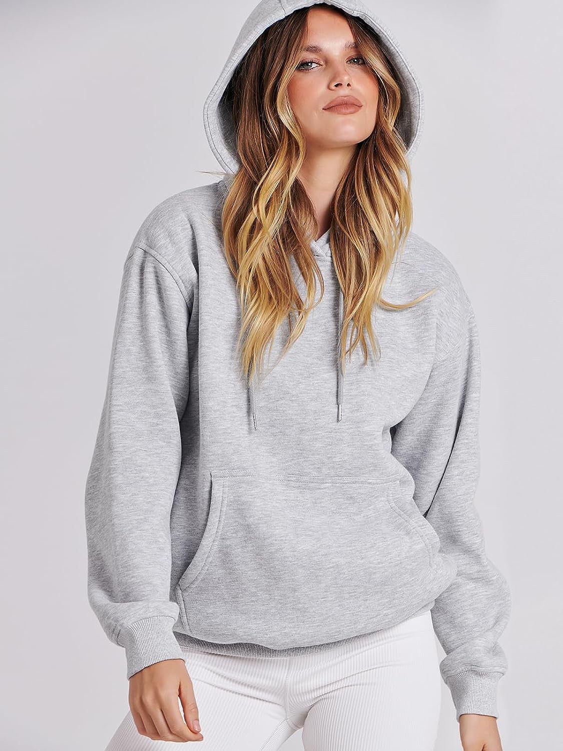 Autumn and Winter New Women's Fashion Solid Color Hoodie Stand up Collar Casual Loose Top