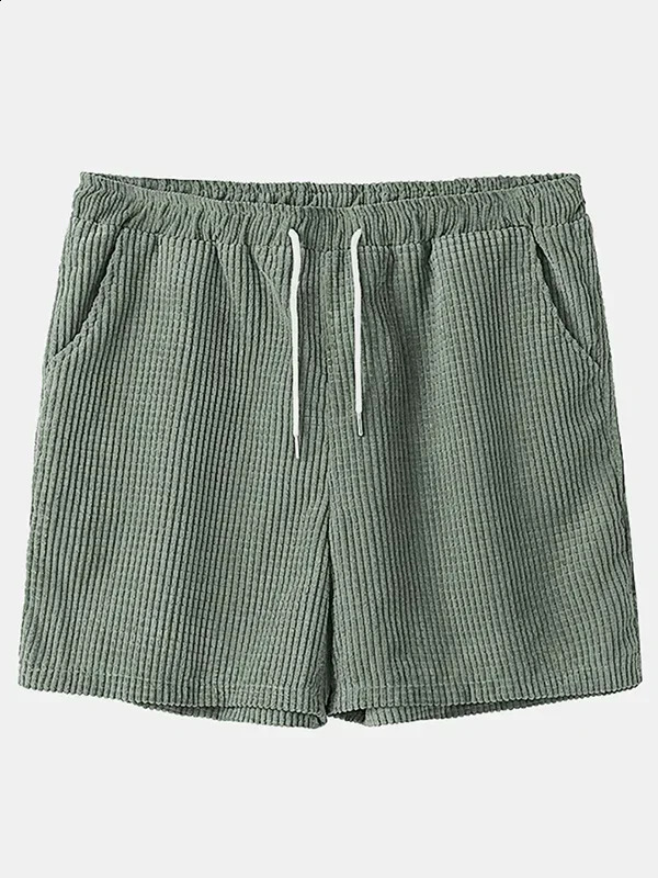 Men Outfit Set Autumn Mens Casual Loose Corduroy Short Sleeve Suit Shirt and Shorts 2 Sets Mens Clothing 240819
