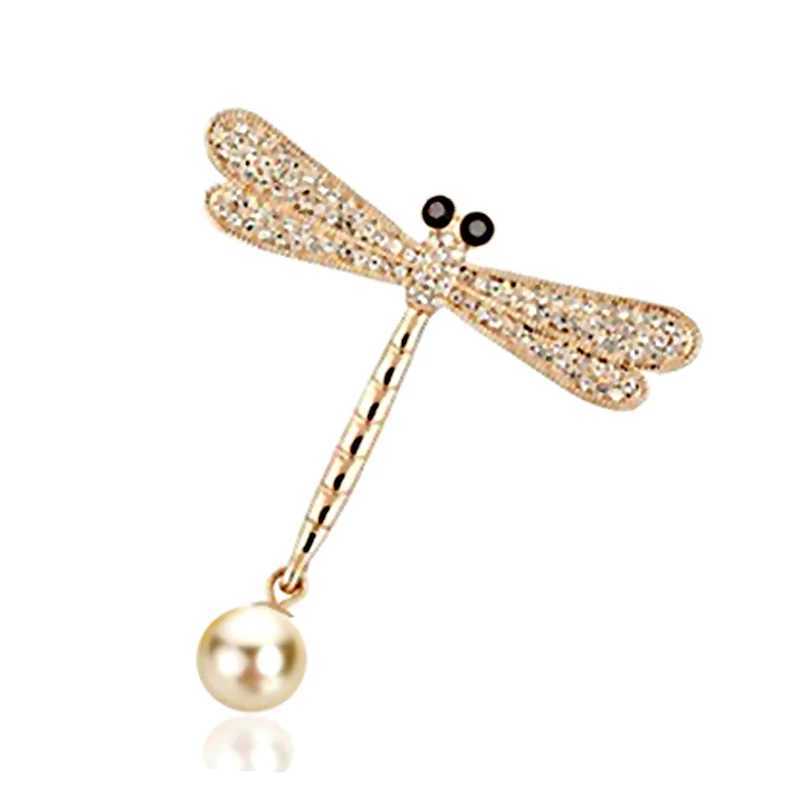 Exquisite crystal rhinestone dragonfly brooch womens collar brooch jewelry 18K gold-plated W240815