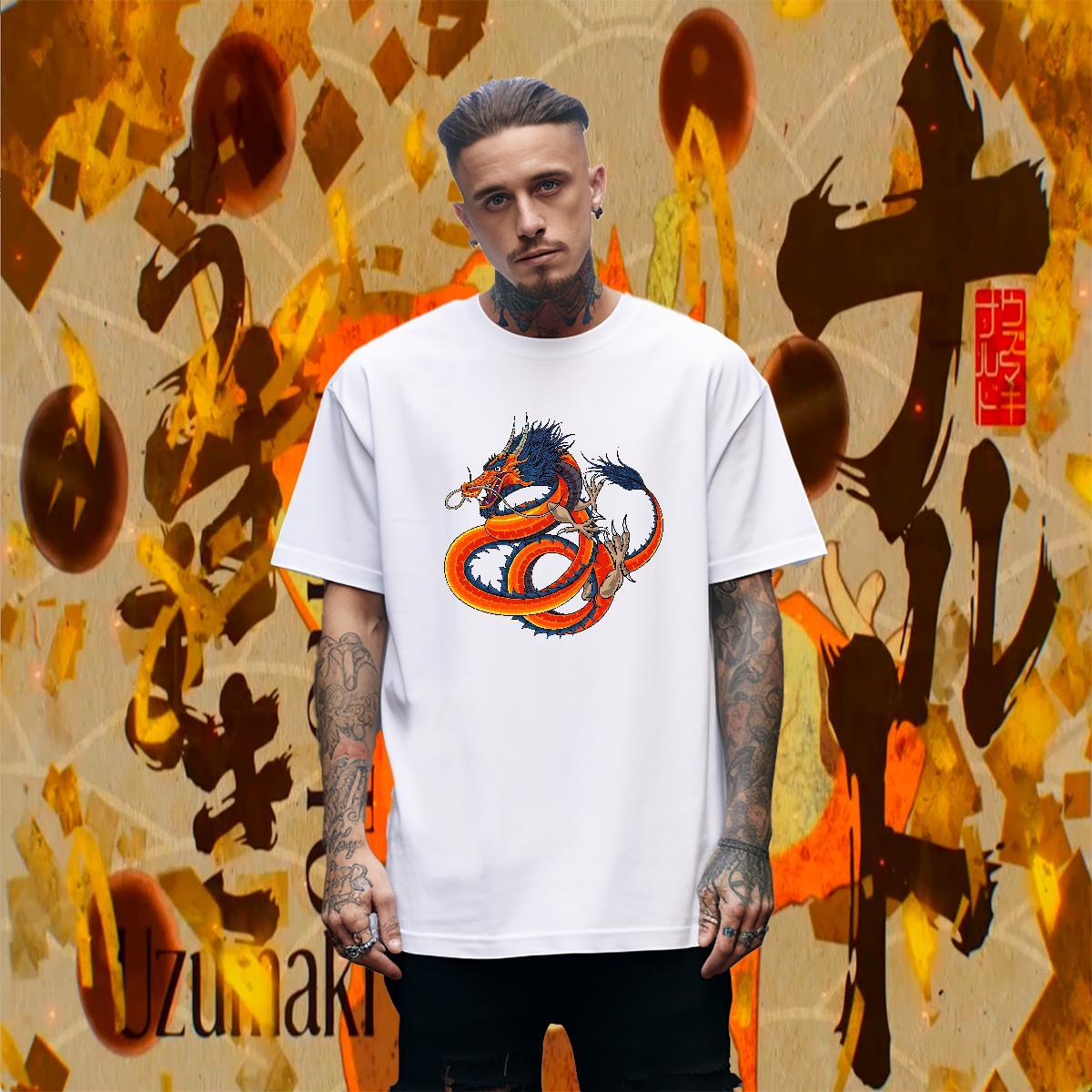 High Quality Tshirt for Man Woman Daily Wear 230g 100% Cotton Cartoon Print Breathable Short Sleeve dragon T Shirt For Man 2024 Polos