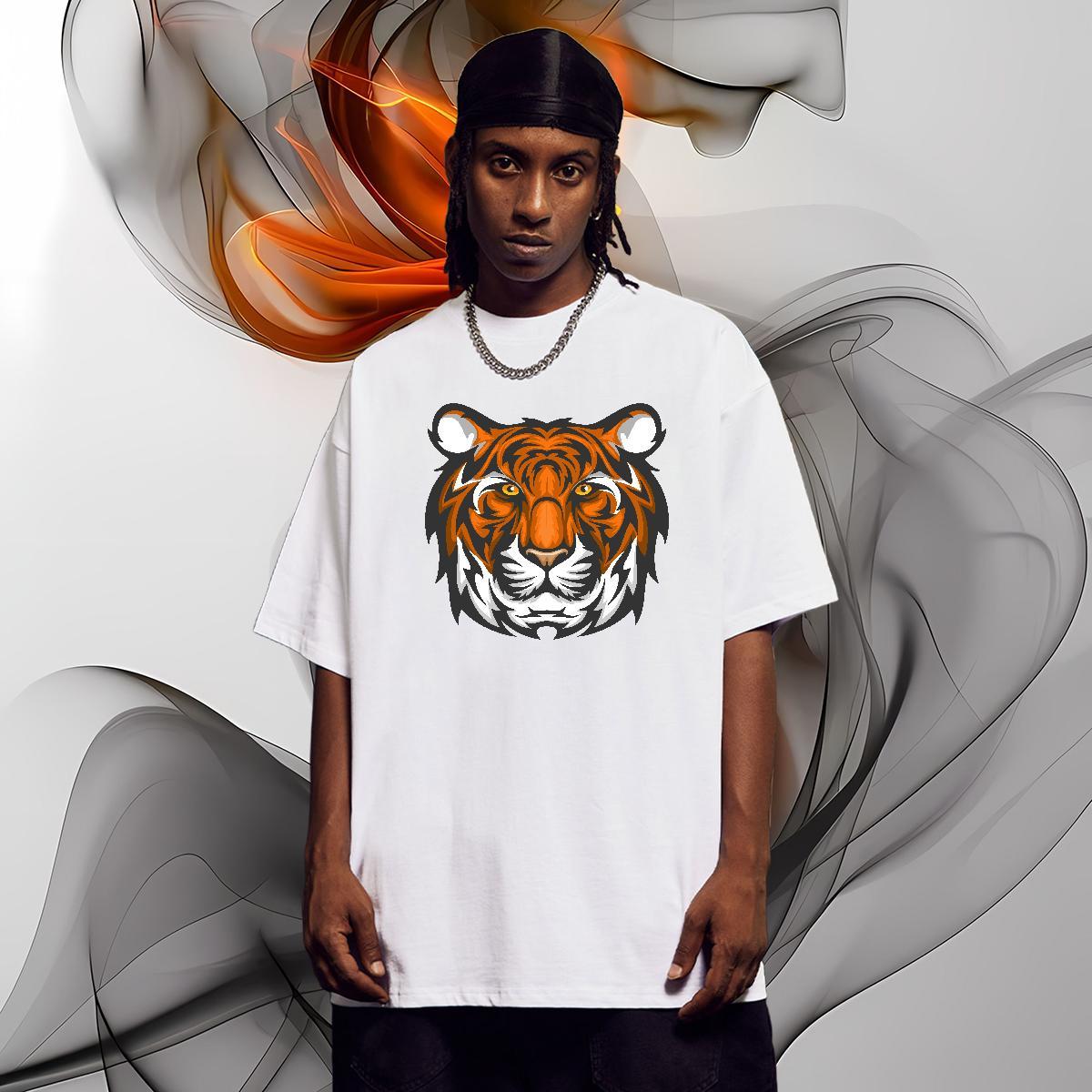 Classic T shirt tiger Short Sleeve Soft Hip Hop Street DIY 230g Pure Cotton Men Tshirts Fashion Tees Shirts