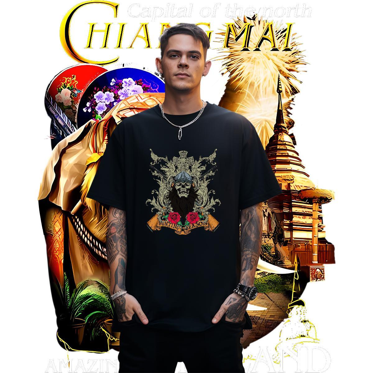 Wholesale Mens T Shirts flower Breathable Short Sleeve Casual Beach Custom Printed 230g Cotton Couples T Shirts Free Shipping Tops Tees