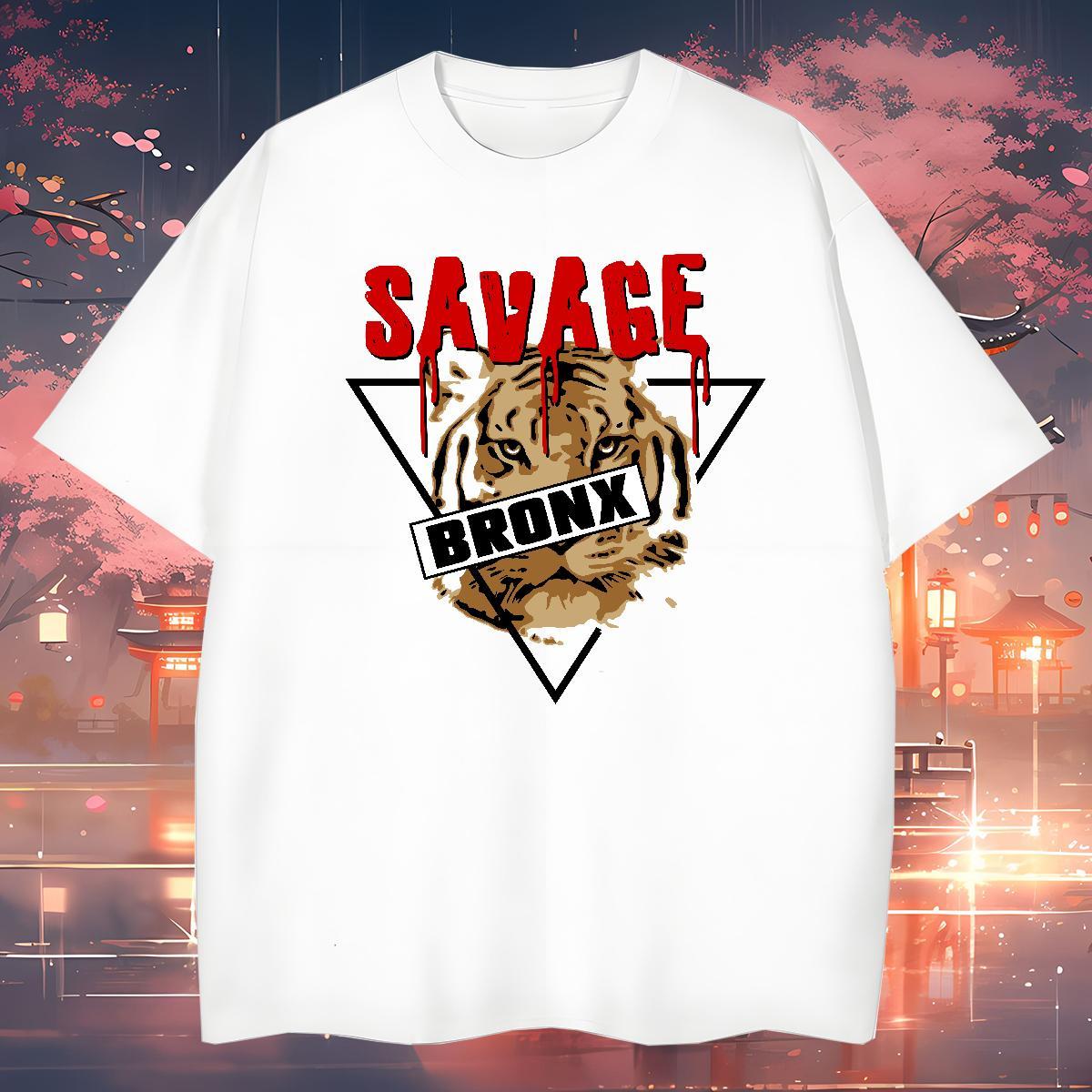 Classic Couples T Shirts tiger Street Casual 230g Pure Cotton Tees Breathable Popular T Shirt For Man Cartoon Printing L-4XL