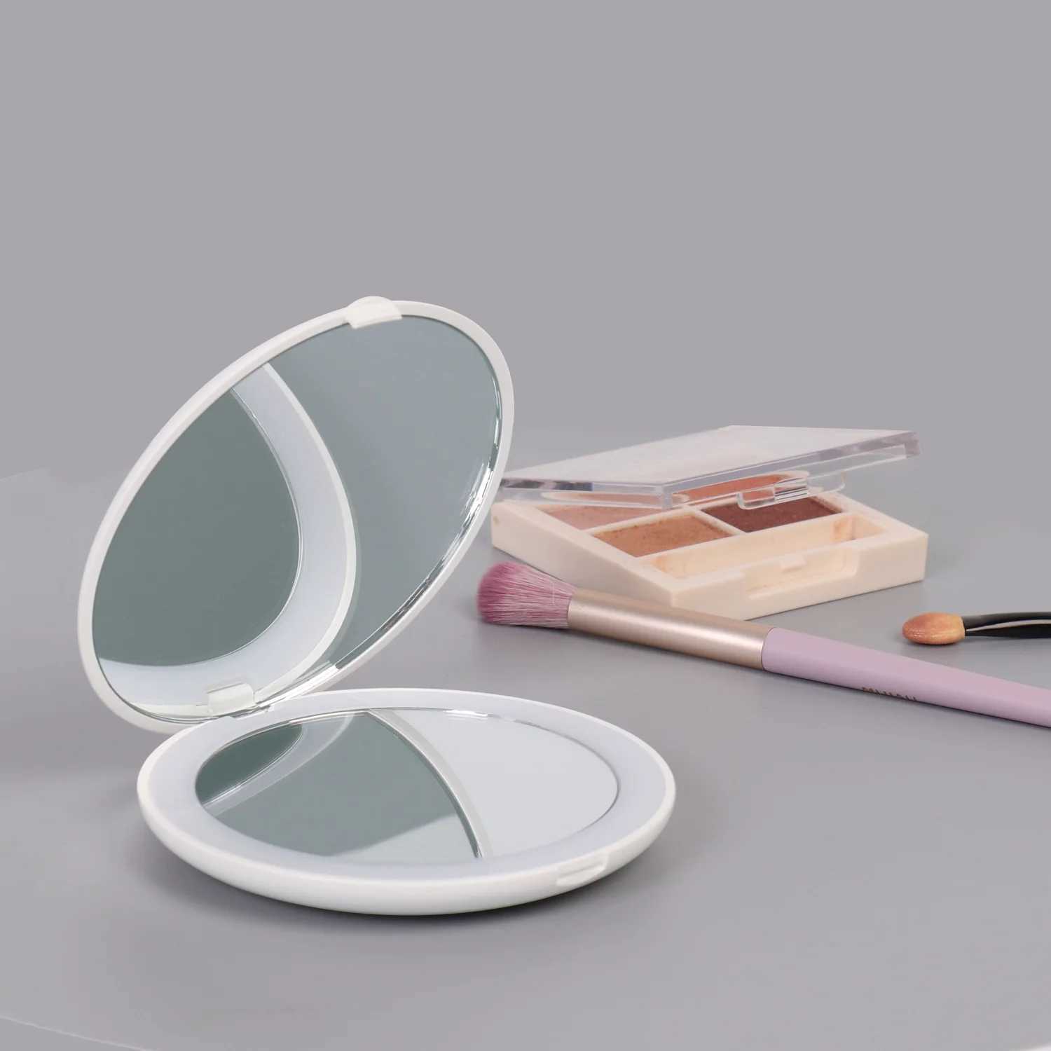 Compact Led Makeup Mirror With Light 2/10X Magnifying Pocket Portable Travel Foldable Cosmetic Vanity Mirrors Gifts for Women Y240819