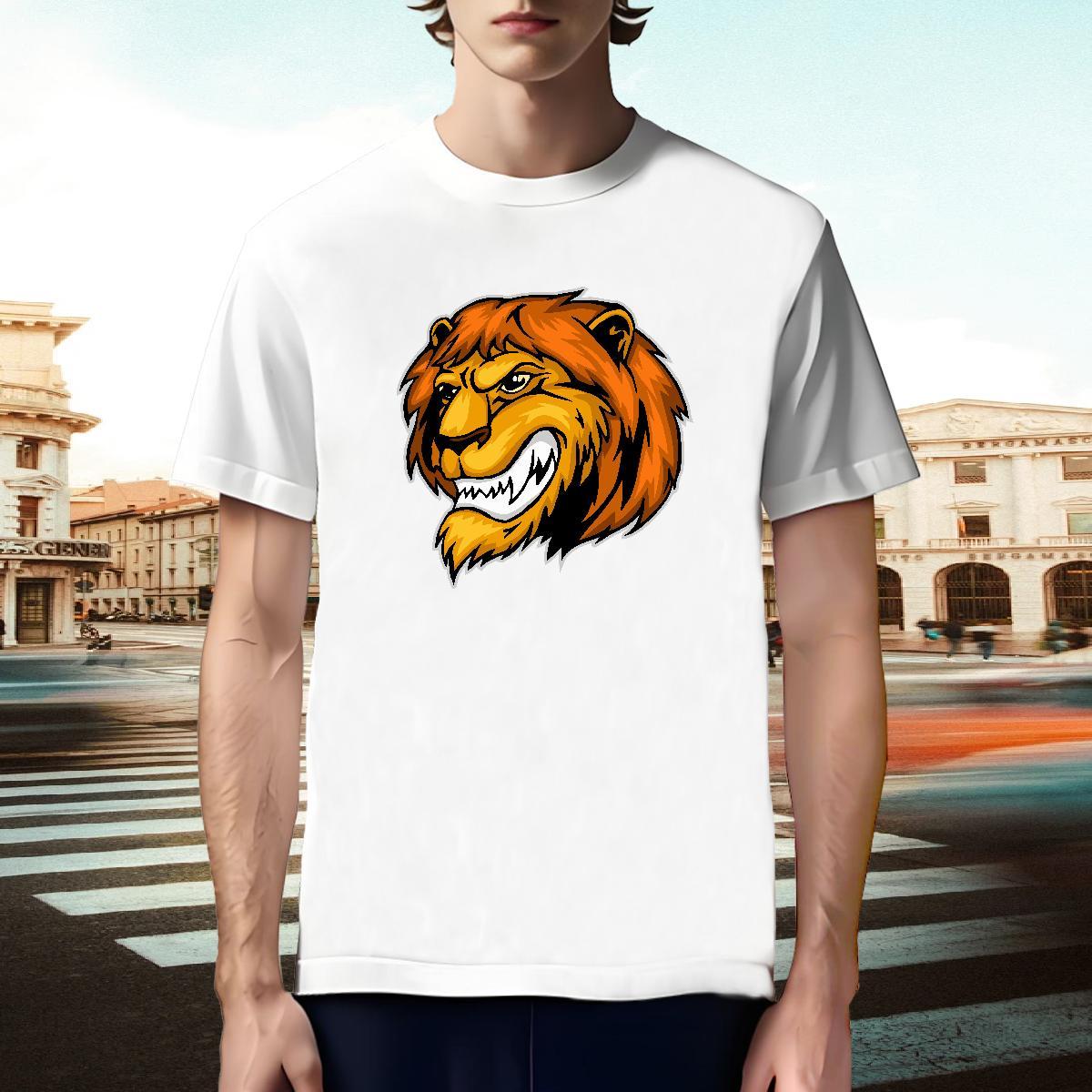 Cool T-Shirts for Men lion Crew Neck Breathable Outdoor DIY 100% Cotton 230g Men Tops Tees Brand Tshirts