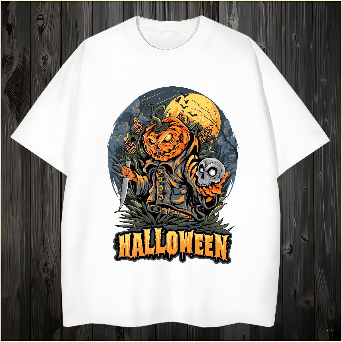 Designer T shirt pumpkin O-Neck Short Sleeve Hip Hop Floral Print 230g 100% Cotton Couples T Shirts 2024 New Tee Shirt