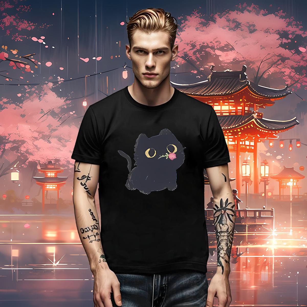 2024 Designer Men Tshirts cat Street 230g Pure Cotton Clothes Crew Neck Cool Design Man T Shirts Skull