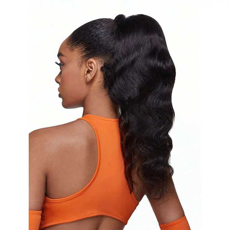New Mi body wave human ponytail female hair extension natural black clip pull ponytail hair extension 8-26 inches W240817