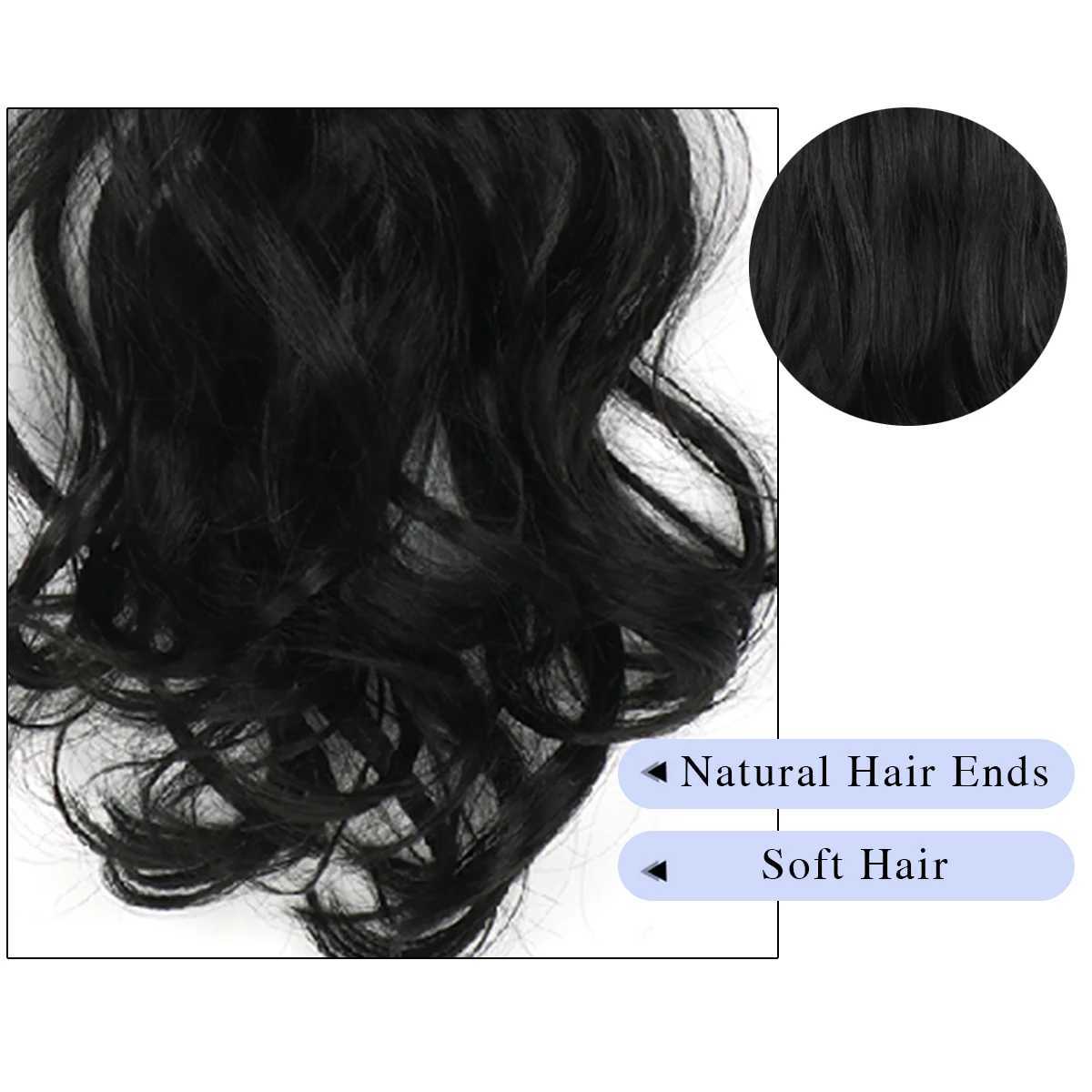 Ponytail hair extension accessory black 20 inch long natural wave heat-resistant fiber synthetic ponytail wig W240817