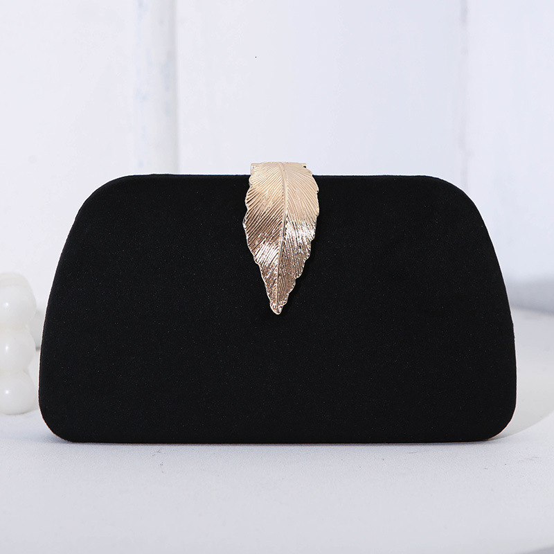 New Fashionable Evening Package Velvet Metal Leaf Dress Paired with Banquet Handbag Small Square Bag for Women
