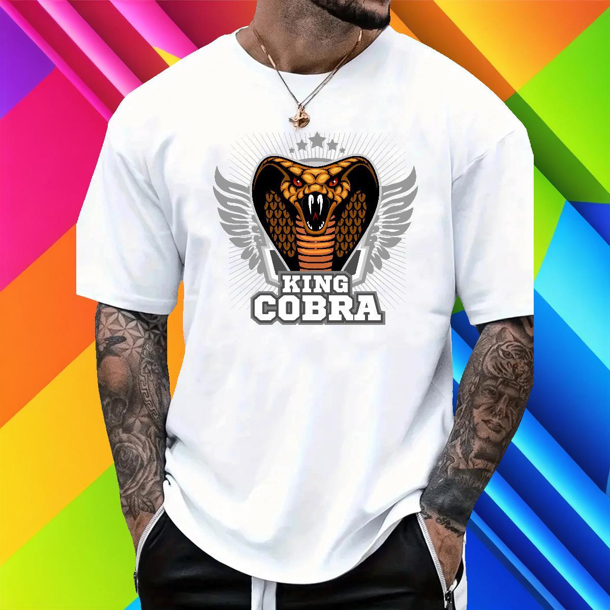 Cool Man T Shirts cobra Round Neck Short Sleeve Street White Plus Size 230g Cotton Men Clothes T-Shirt New Arrival Polos