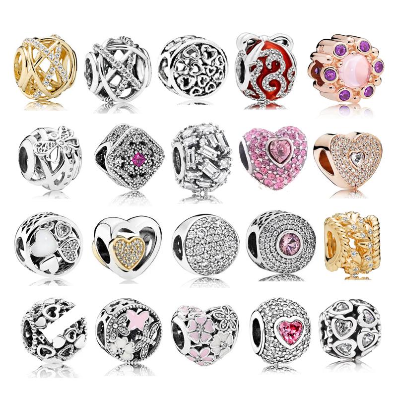 925 Sterling Silver Sparking Cubic Zirconia Red Heart Charms S925 Snake Bracelet Beads For Jewelry Making Free Shipping Wholesale