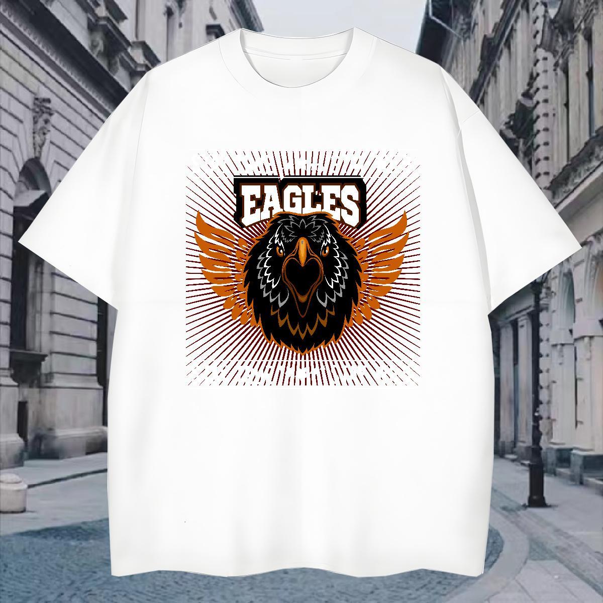 Classic T Shirt For Man eagle O-Neck Short Sleeve Anime Printing Street Asian Size 230g Pure Cotton Men Tshirts 2024 Summer Top Tees