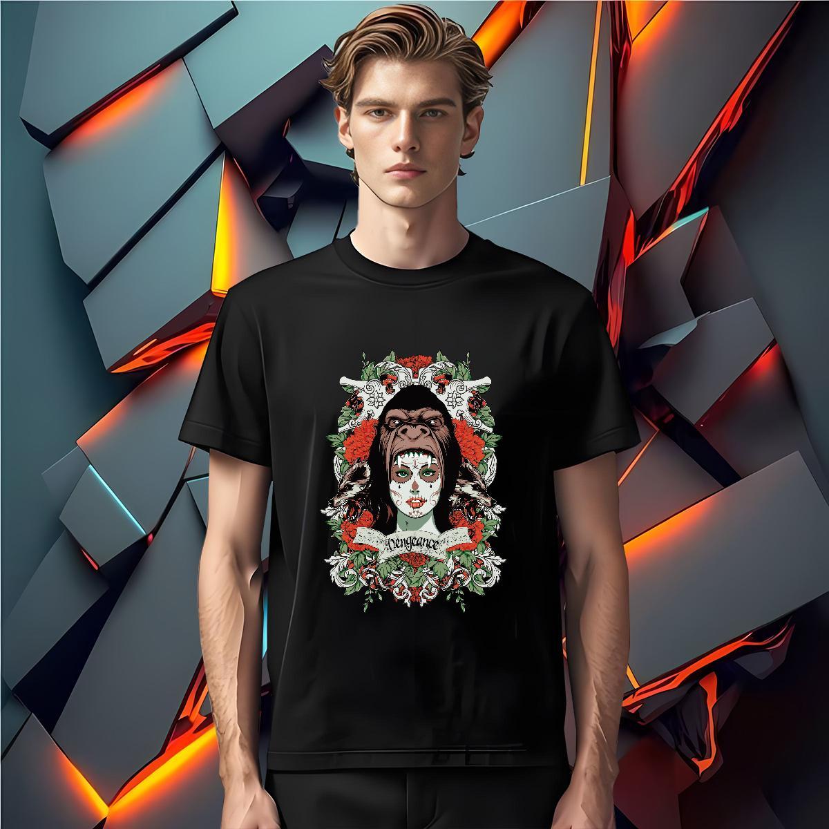 T Shirts Men 230g Cotton orangutan Beach Crew Neck Custom Print Oversized Tshirt for Man Woman New Cool Wear