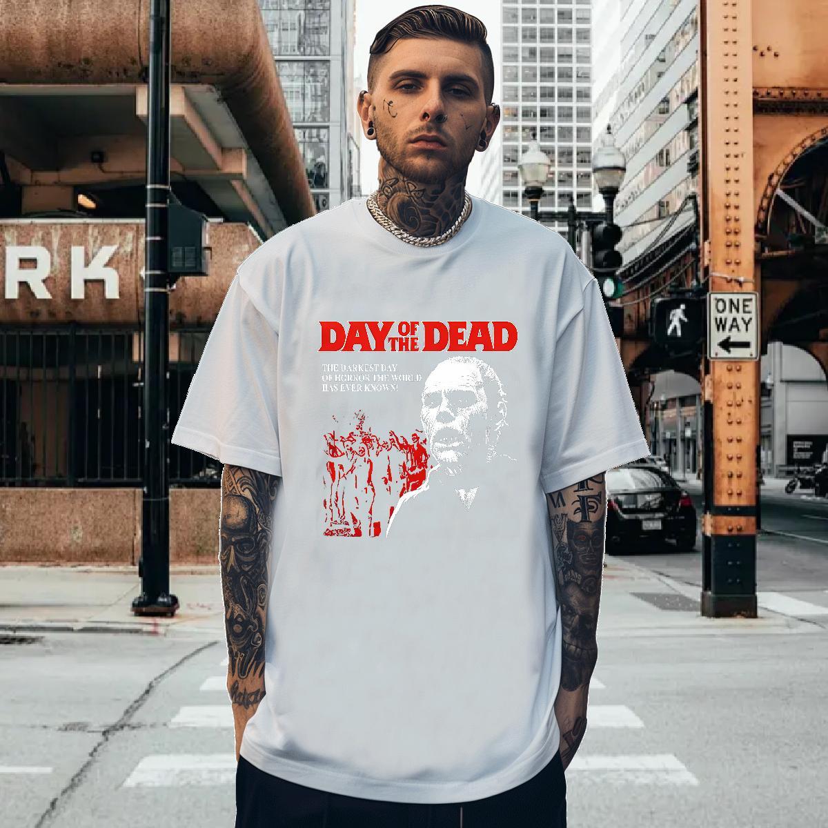 T Shirts Men 100% Cotton 230g scary Hip Hop Street O Neck Short Sleeves Black Oversized Tshirts Designer Fashion Free Shipping Polos
