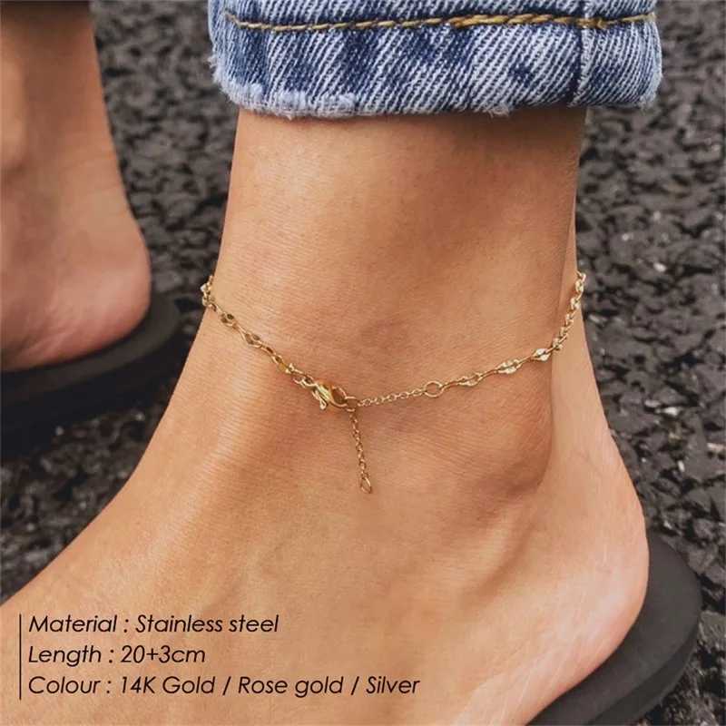 JUJIE 316L stainless steel fish lip chain anklet suitable for womens thin female hip-hop barefoot bracelet jewelry direct shipping/wholesale W240815