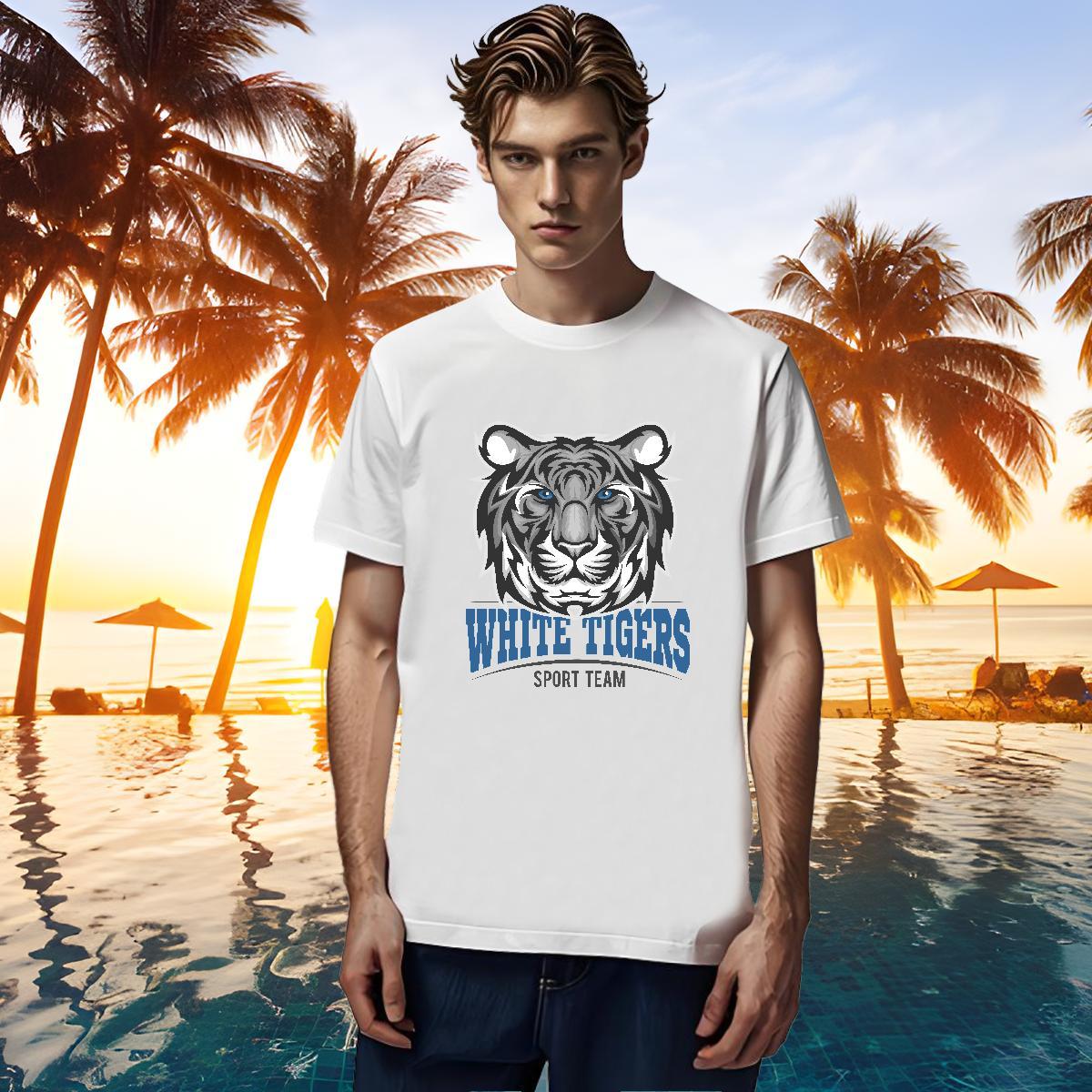 Comfortable T Shirts Men tiger Short Sleeve O-Neck Home Outdoor Asian Size 230g Cotton Mens Tshirts 2024 New Clothes