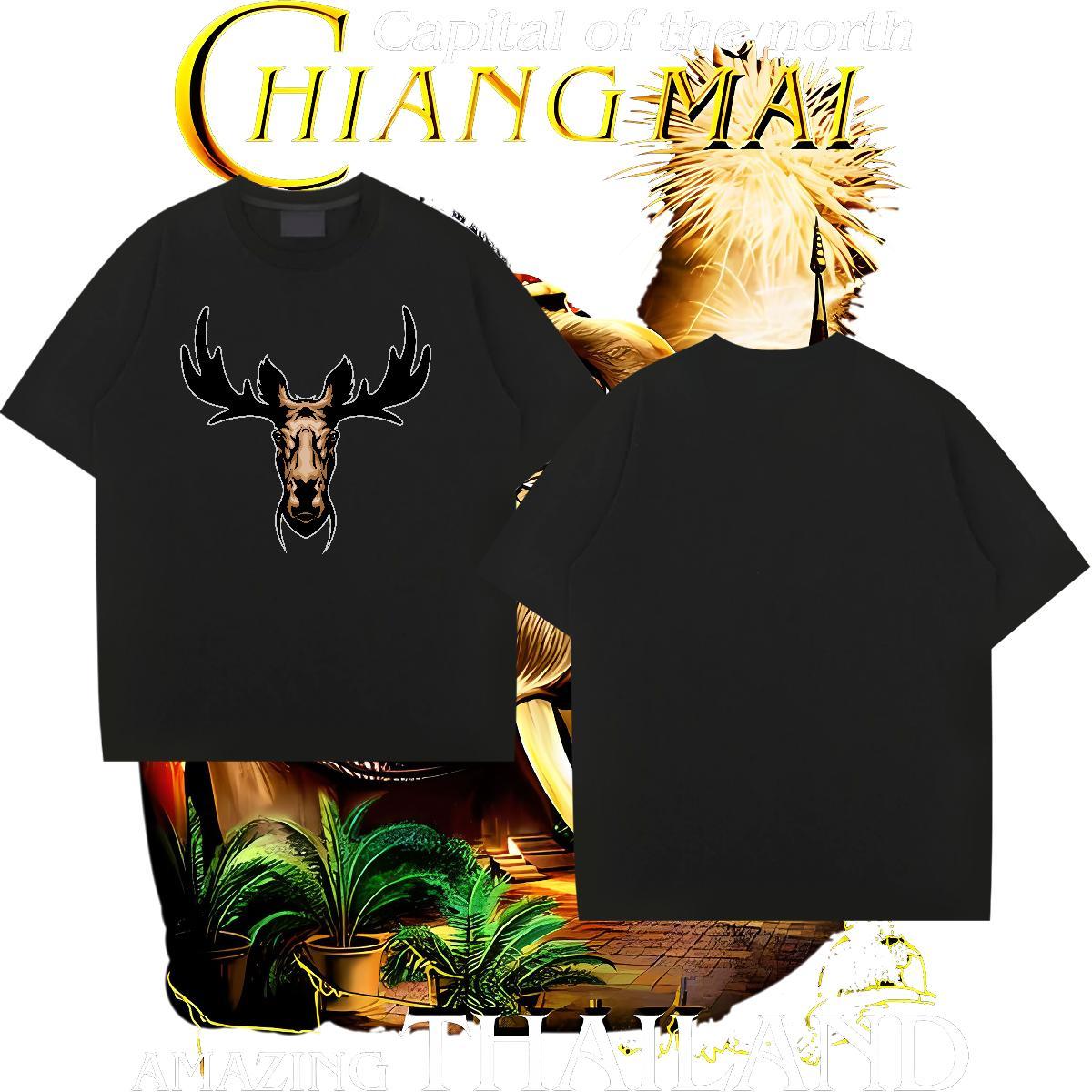 Popular Man T Shirts deer Short Sleeve Soft Outdoor DIY 230g 100% Cotton Couples T Shirts New Tshirts