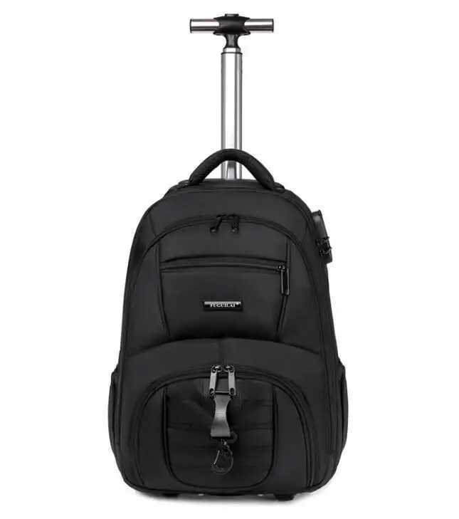 18 inch travel trolley bag men rolling backpack wheeled backpack school backpack with wheels trolley luggage bag for teenagers Y240820