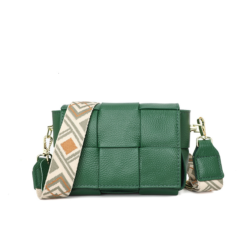 Woven genuine leather mini square new trendy layer cowhide crossbody bag, fashionable shoulder bag for women