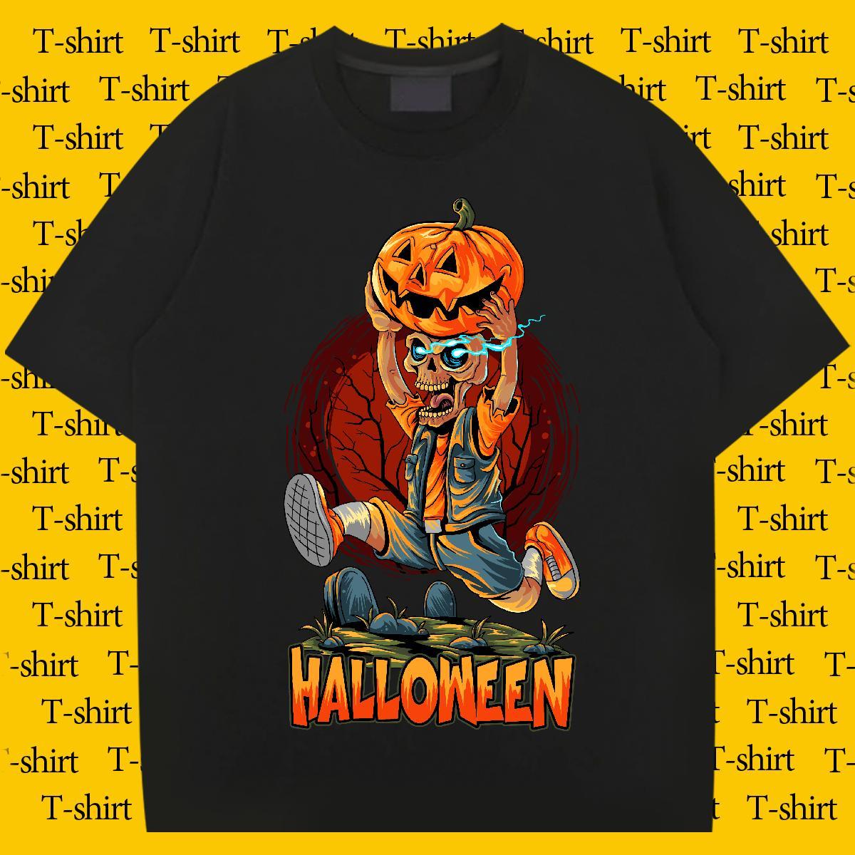 Fashion Design pumpkin Men Tops Tees 230g 100% Cotton T Shirt For Man Black White Daily Outfit Round Neck Short Sleeve Popular Clothes
