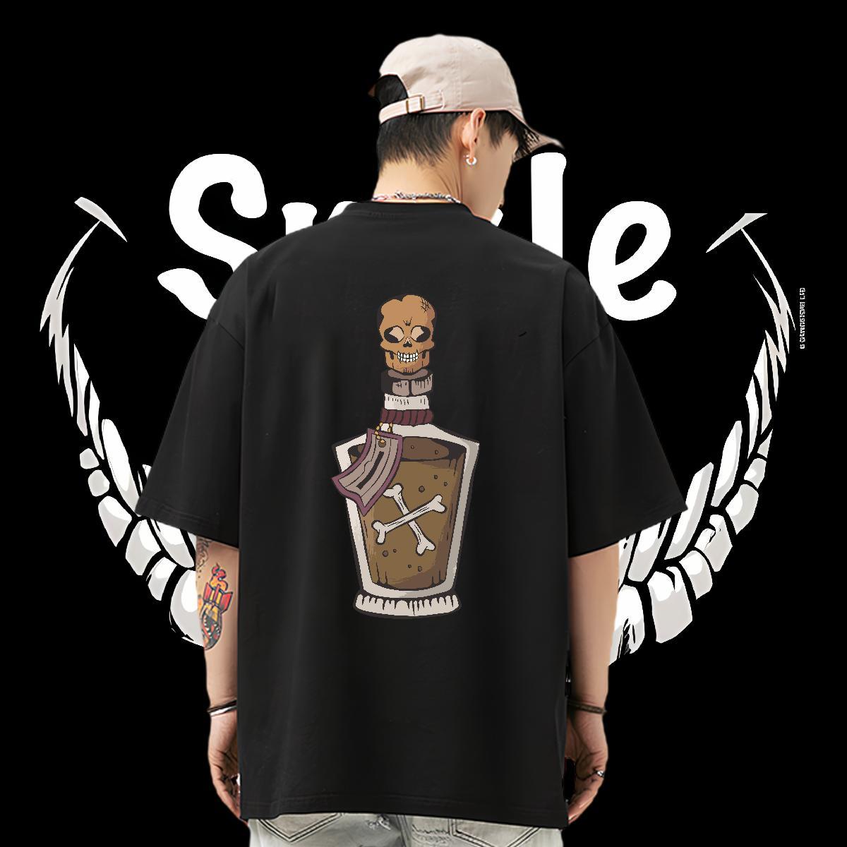 Designer Men Tshirts bottle Sport 230g 100% Cotton Polos Breathable Crew Neck Popular T Shirt For Man Black White