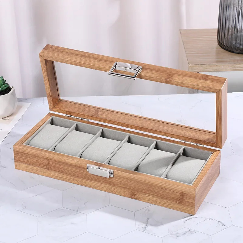 3 6 10 12 slots Bamboo wooden watch collection box storage Chinese style 240812