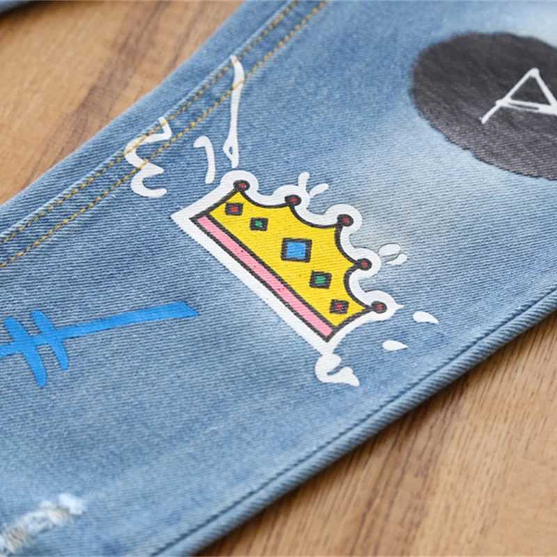 Girls pants cotton Jean Trousers 2023 printing spring/summer youth sports school baby and childrens clothingW240819