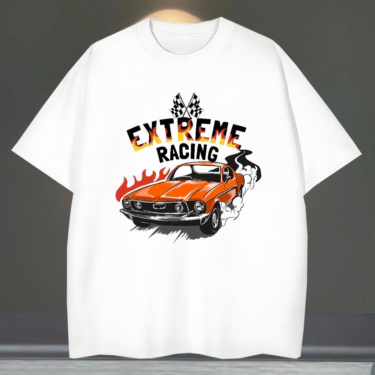 Cool Men Clothes T-Shirt Hip Hop Street 100% Cotton 230g Plus Size Cartoon Breathable Short Sleeve car T Shirt For Man Fashion Design Polos