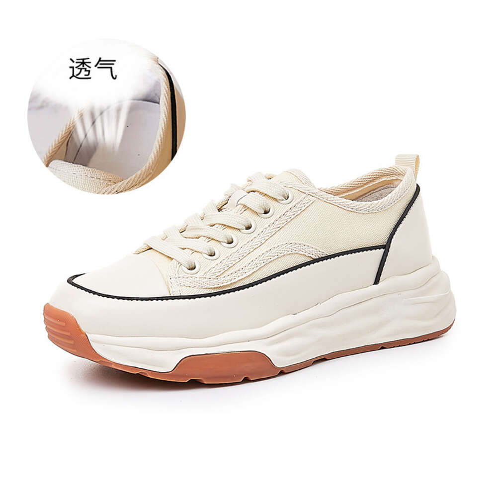 Ddmysports Spring New Dissolved Versatile Canvas Flat Bottom Small White Women S Casual Thick Sole Genuine Leather Shoes OUTDOOR