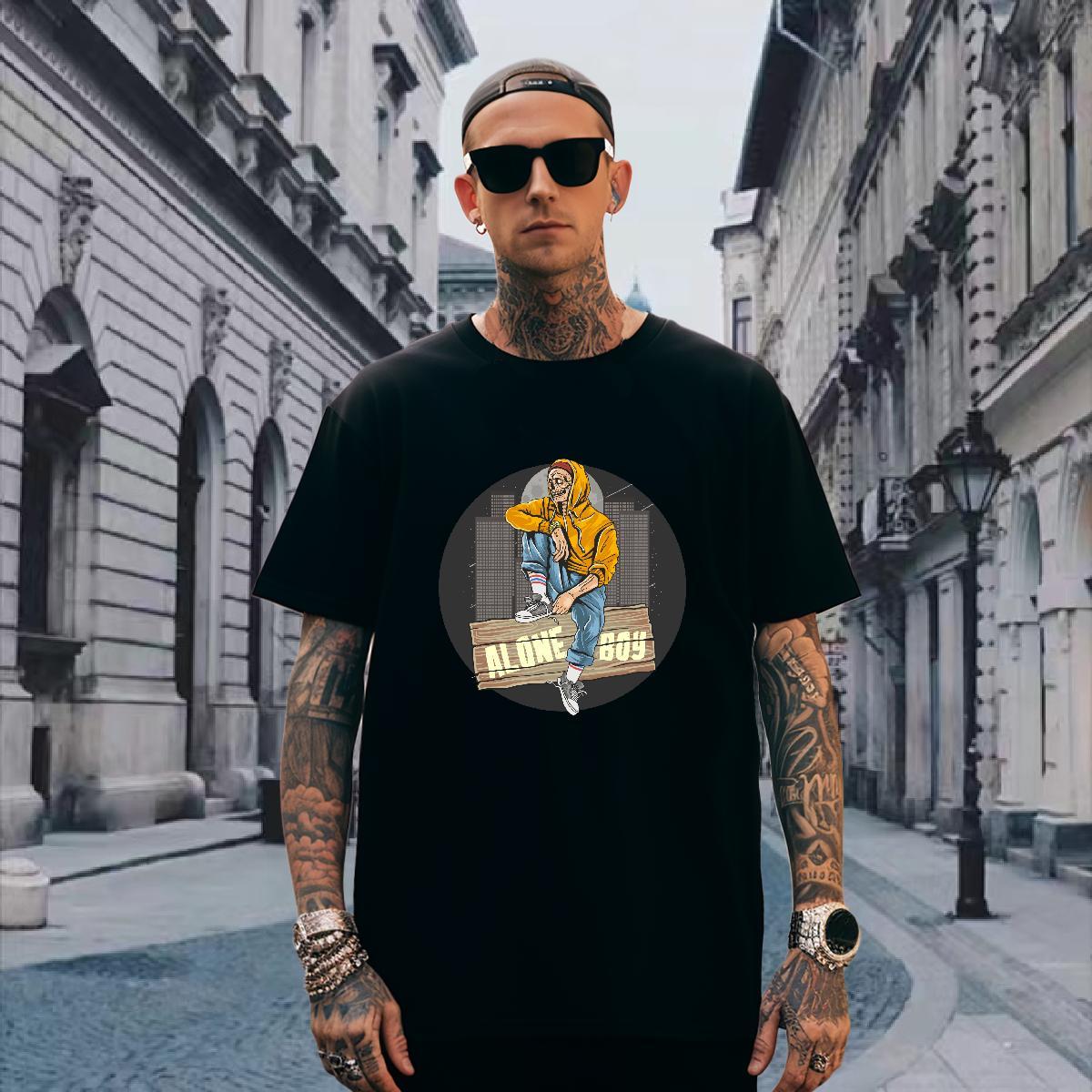 Classic T Shirts Men halloween Breathable Soft Casual Cartoon Print 230g Pure Cotton Men Tees New Designer Tee Shirt