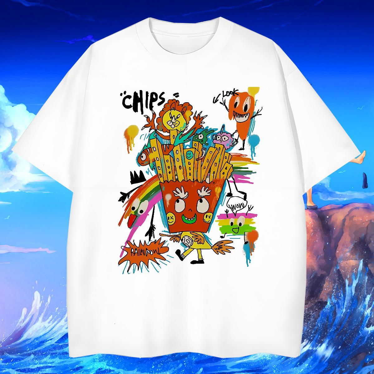 Men T Shirts 100% Cotton 230g cartoon Sports Casual Breathable Short Sleeve Graphic Tshirt for Man Woman Fashion Design Wholesale Tops Shirt