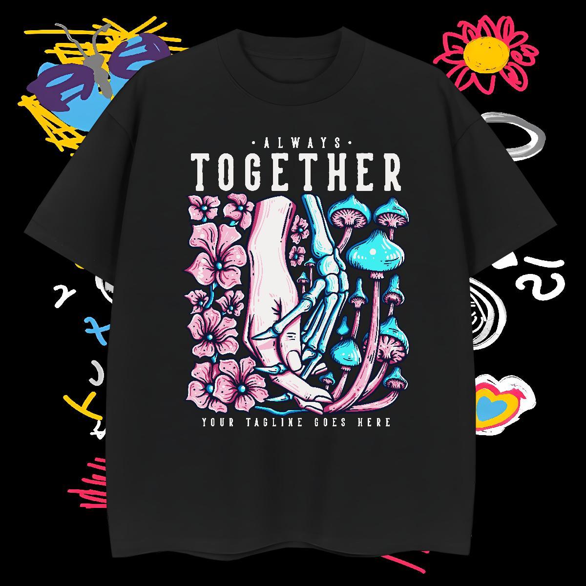 Fashion Designer Couples T Shirts mushroom Daily Wear 100% Cotton 230g Tops Tees Breathable Crew Neck Soft T Shirt For Man Custom Print Oversized