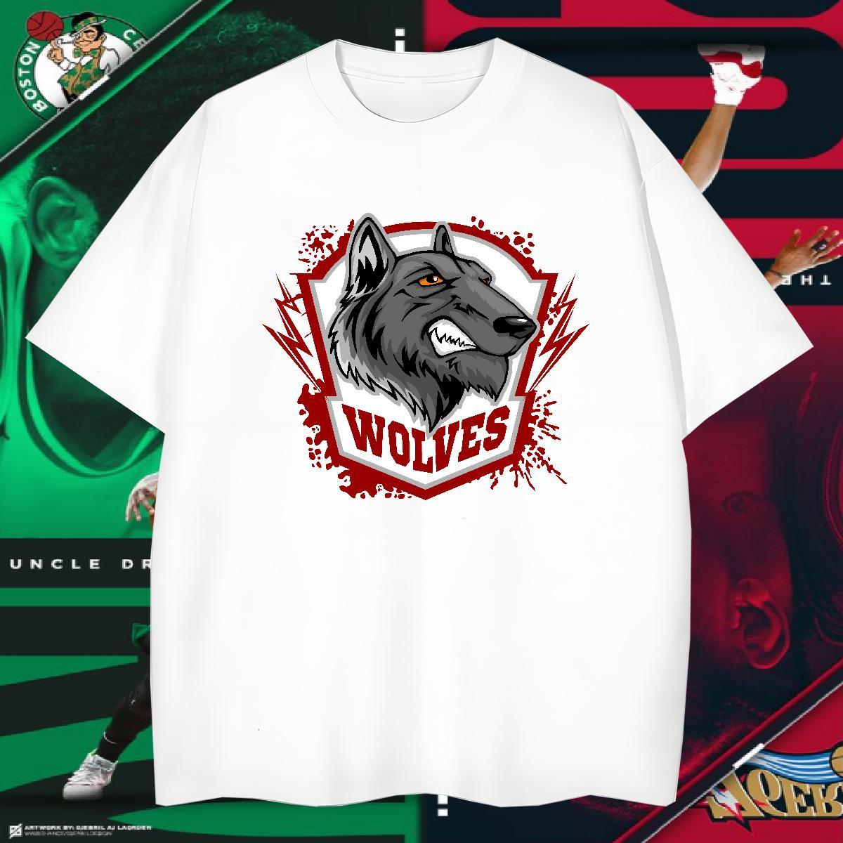 Loose Fit T shirt wolf Breathable Soft Casual Custom Printing 100% Cotton 230g Men Tops Tees Classic Tee Shirt