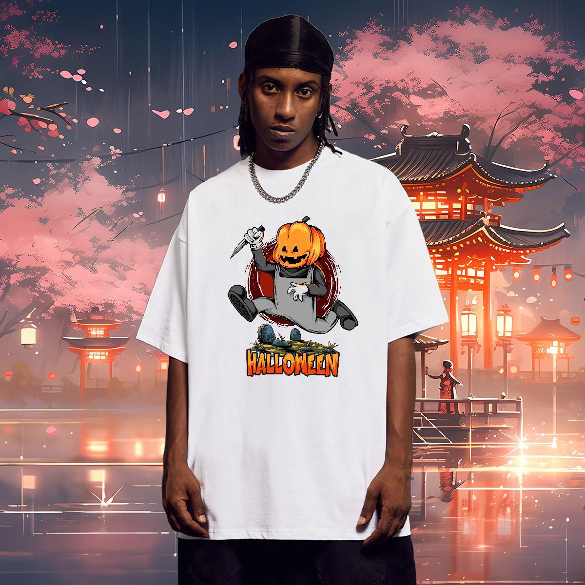 Brand T shirt halloween Breathable Short Sleeve Casual Daily Wear Custom Big Size 100% Cotton 230g Men Tops Tees Classic Casual Tees Shirts
