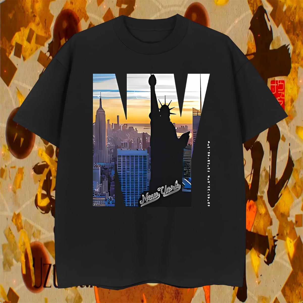 Classic Mens Tshirts Sport 230g Pure Cotton Customized Print Breathable Crew Neck New York T shirt Casual New Tees Shirts