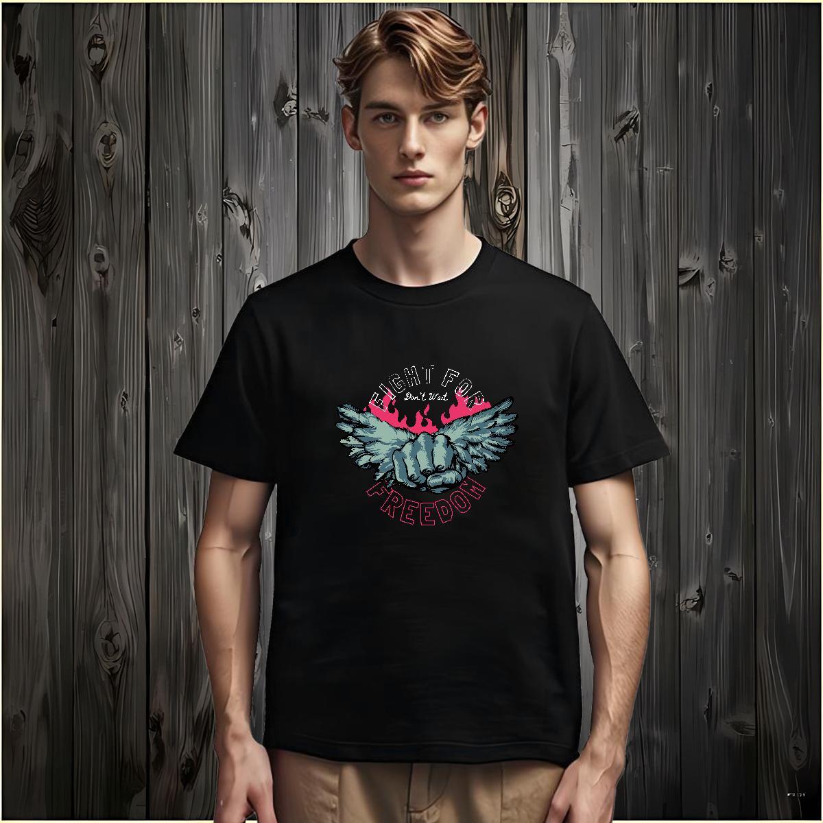 Mens T Shirts 230g Cotton wing Sport Breathable Short Sleeve Custom Printing Men Tops Tees 2024 Summer Cool Design Clothes