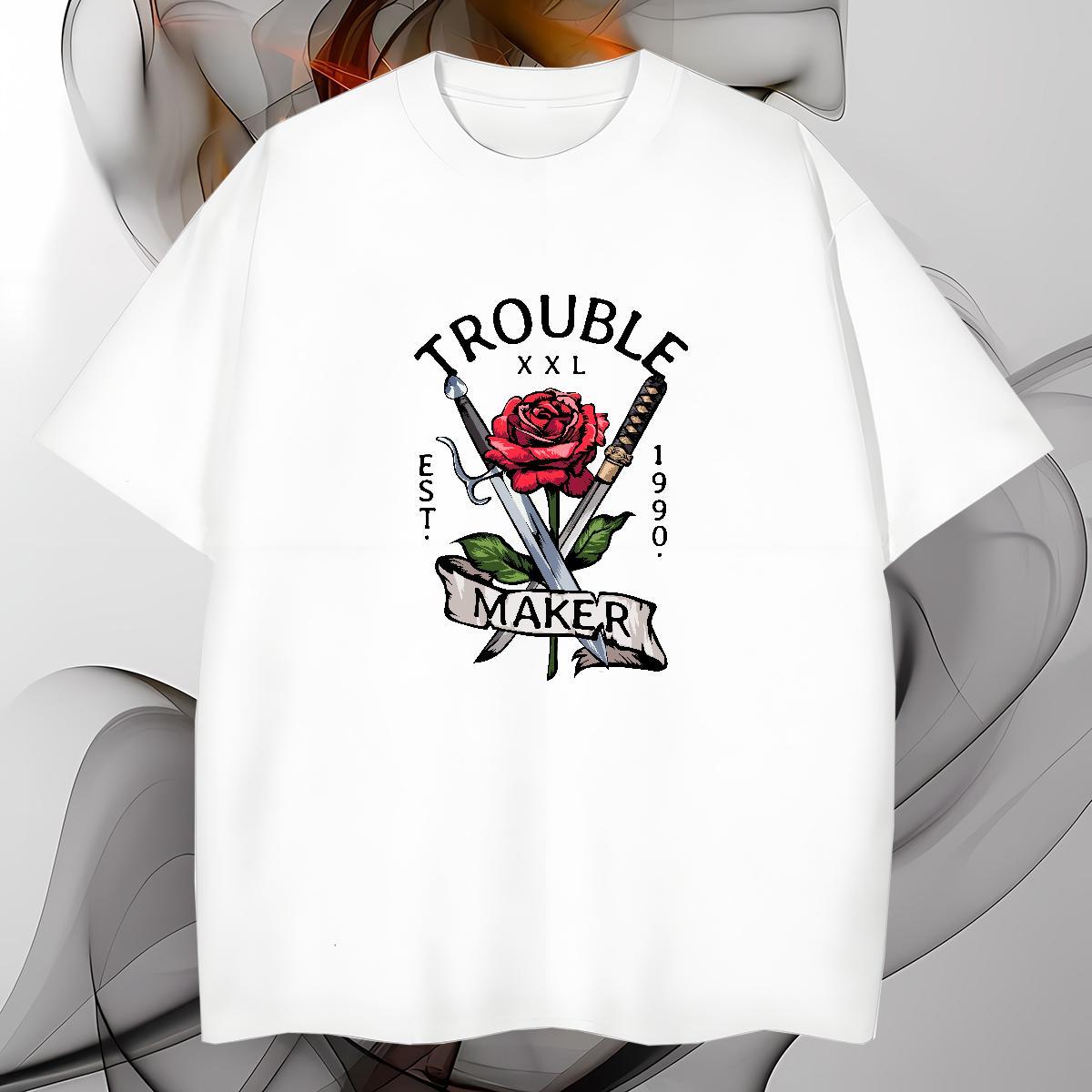 T-Shirts 230g 100% Cotton flower Casual O-Neck Short Sleeve Oversized Men Tshirts New Arrival Loose Tops