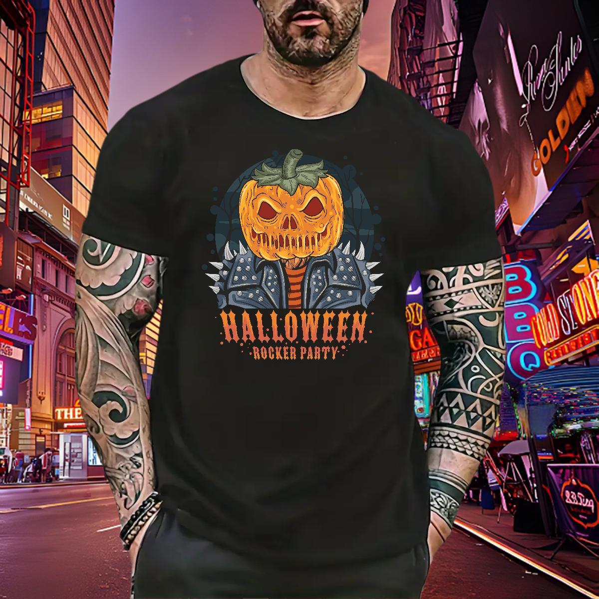 Free Shipping T Shirts Men pumpkin O-Neck Short Sleeve Street Casual Customized Print 230g 100% Cotton Men Clothes T-Shirt Wholesale Top Tees
