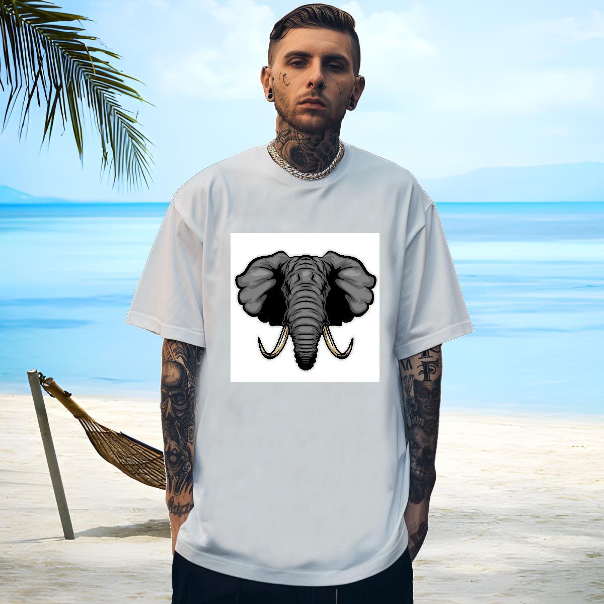 Unisex Mens T Shirts elephant Breathable Beach Customized Print 230g 100% Cotton Men Tees Stylist Tshirts
