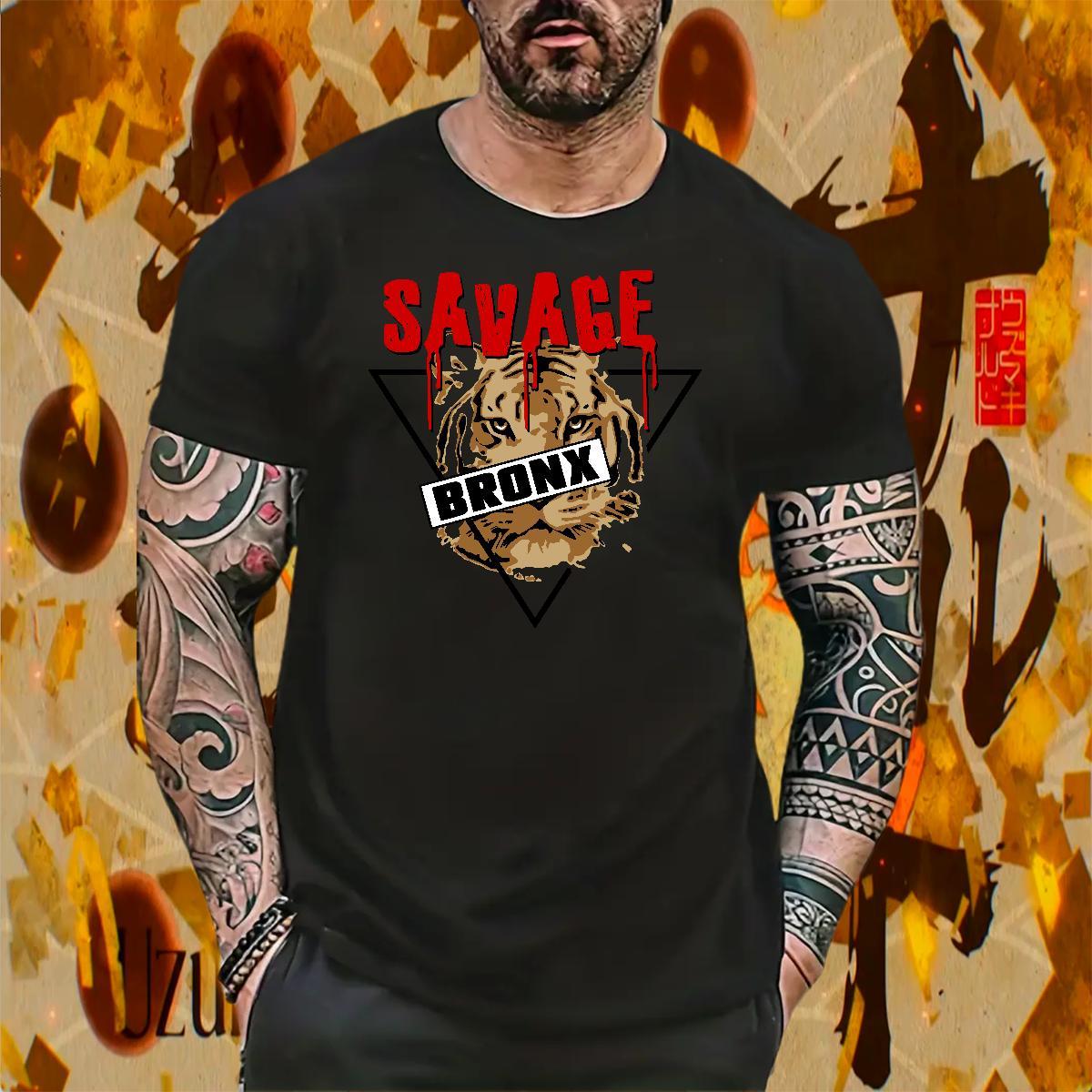 Loose Man T Shirts tiger Short Sleeve O-Neck Street wear Hip Hop Custom Big Size 230g 100% Cotton Men Tops Tees 2024 Summer Tee Shirt