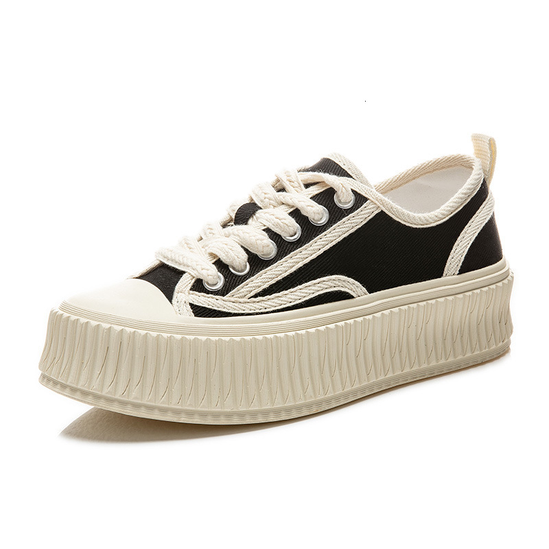 Ddmysports Thick Sole Biscuit Autumn New Casual Flat Bottom Small White Breathable Canvas Shoes Versatile Women S Shoe Trend OUTDOOR
