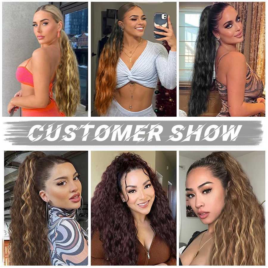 Corn wave ponytail extension pack long curly wave ponytail synthetic ponytail 18 inch female hair W240817