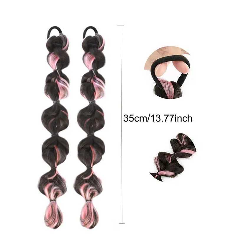 Bubble woven ponytail hair extension synthetic braided wig with elastic hair and hair suitable for girls W240817