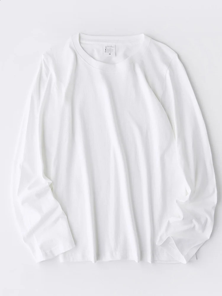 Women O-neck Long Sleeve T shirts Lady White Cotton Tops Female Soft Casual Tees Womens Black T-shirt 240820