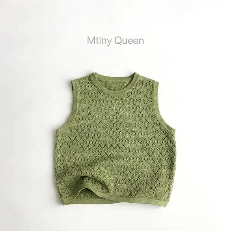 2024 Summer New Children Sleeveless Knitted Vest Baby Boy Girl Hollow Out Casual Sweater Coat Kids Toddler Soft Breathable TopsXJ240819