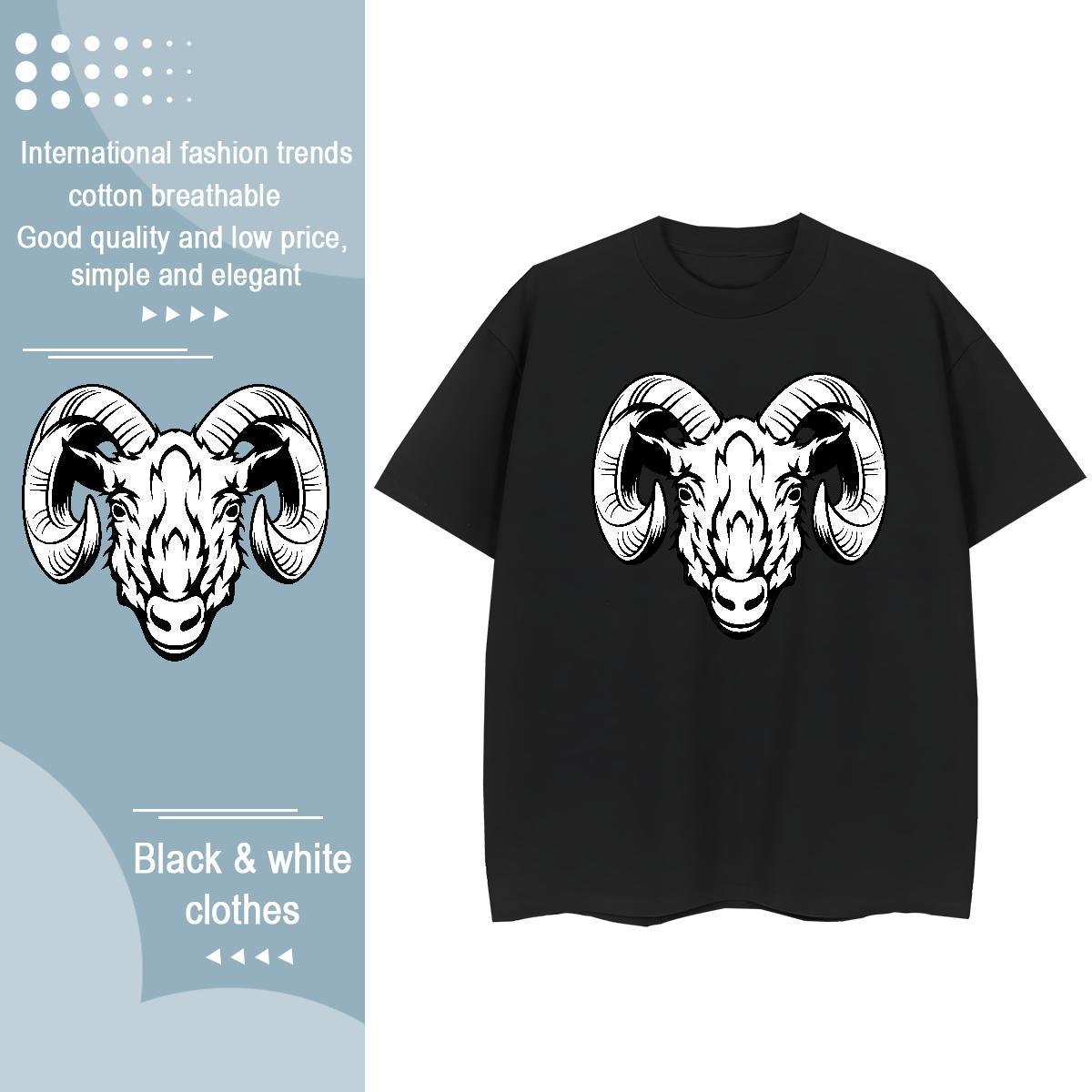 Fashion Men Tops Tees sheep Casual 100% Cotton 230g Tees Shirts Pure Cotton TOP Quality T-Shirts Customized